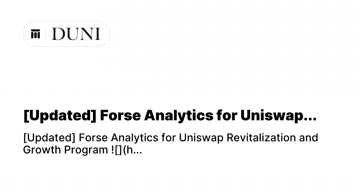 [Updated] Forse Analytics for Uniswap...