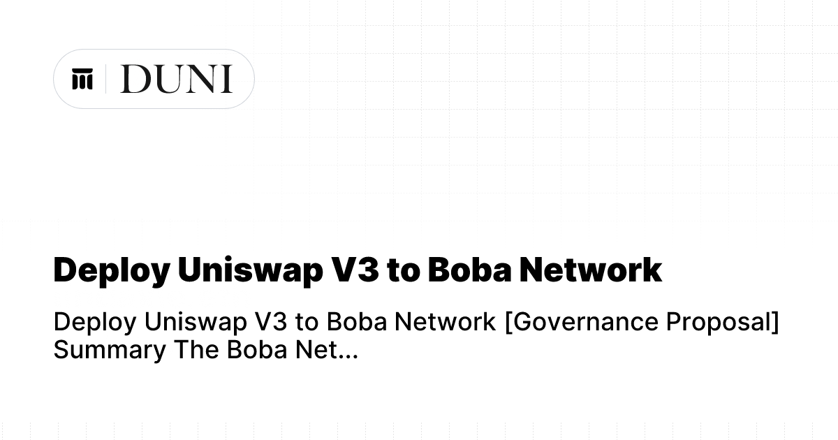 Deploy Uniswap V3 to Boba Network